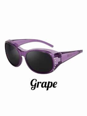 Trendy Purple  “Wear Over” Polarized Sunglasses with Rhinestone Accents NWT